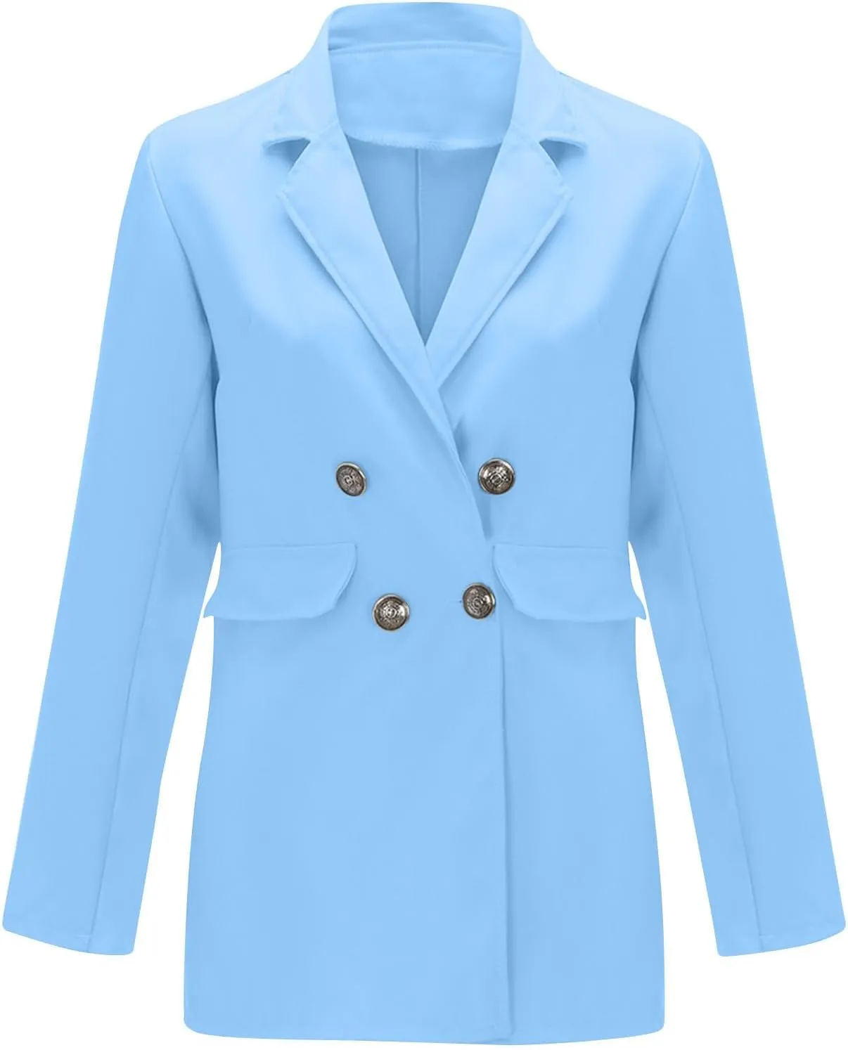 Wkishenl Blazers for Women Casual Long Sleeve Lapel Blazer Jackets Solid Button Open Front Jacket Plus Size Business Coats
