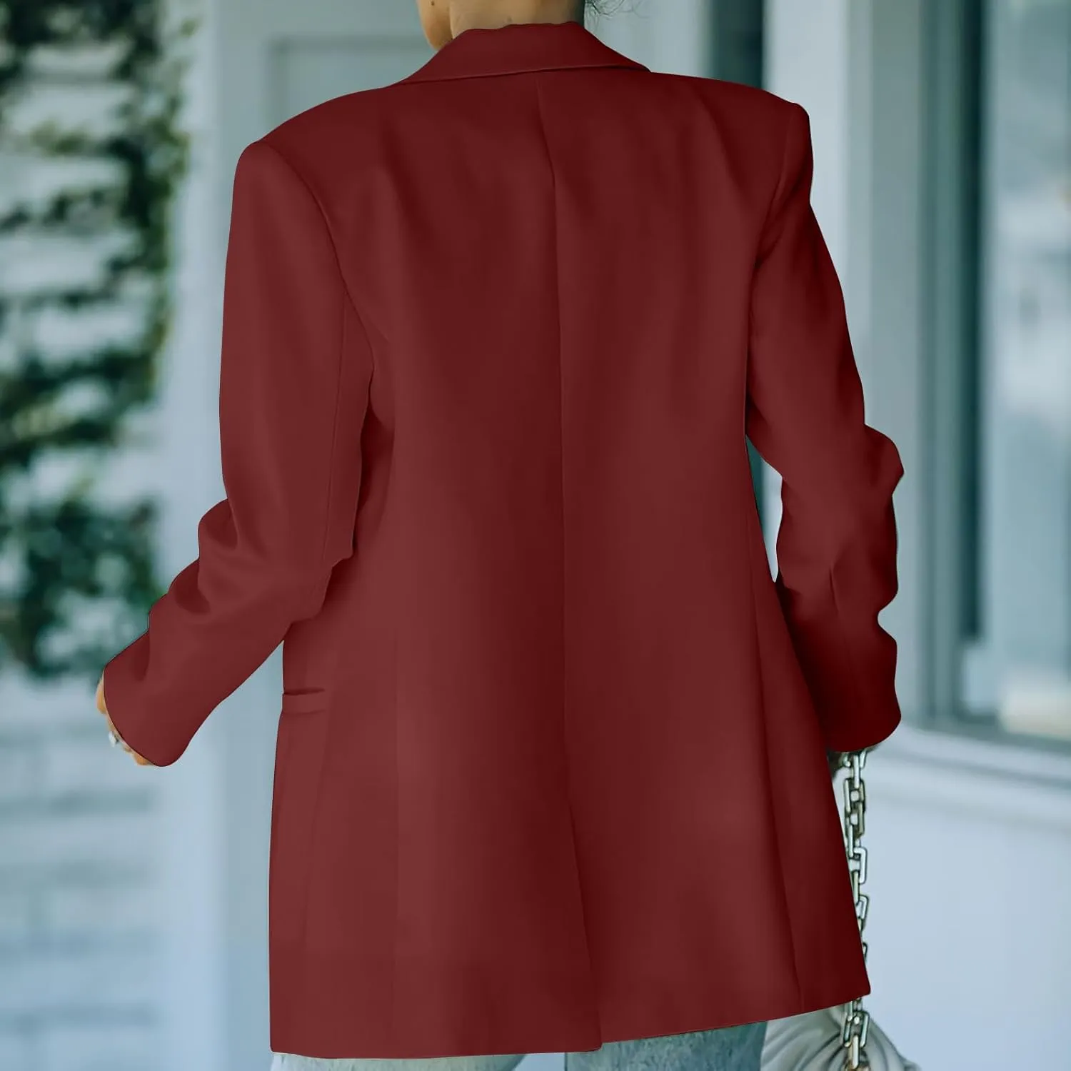 Wkishenl Women Blazer Casual Open Front Business Blazers Solid Loose Fitted Long Sleeve Work Jackets Formal Spring Suits 2025