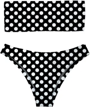 Women 2 Pieces Bandeau Bikini Swimsuit Off Shoulder High Waist Bathing Suit