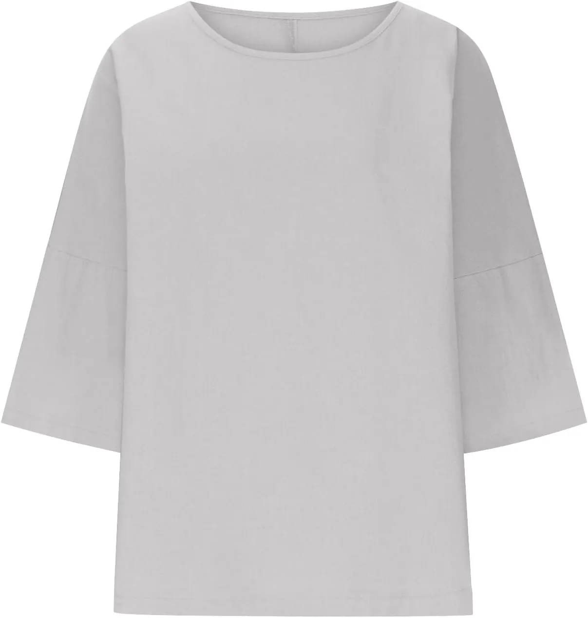 Women Cotton Linen Shirts 3/4 Sleeve Crew Neck Tshirt Casual Plus Size Solid Color Tops Summer Holiday Clothes