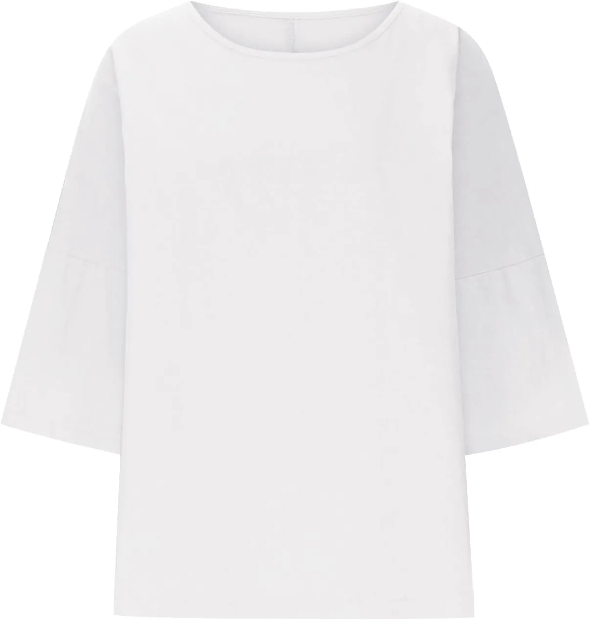 Women Cotton Linen Shirts 3/4 Sleeve Crew Neck Tshirt Casual Plus Size Solid Color Tops Summer Holiday Clothes