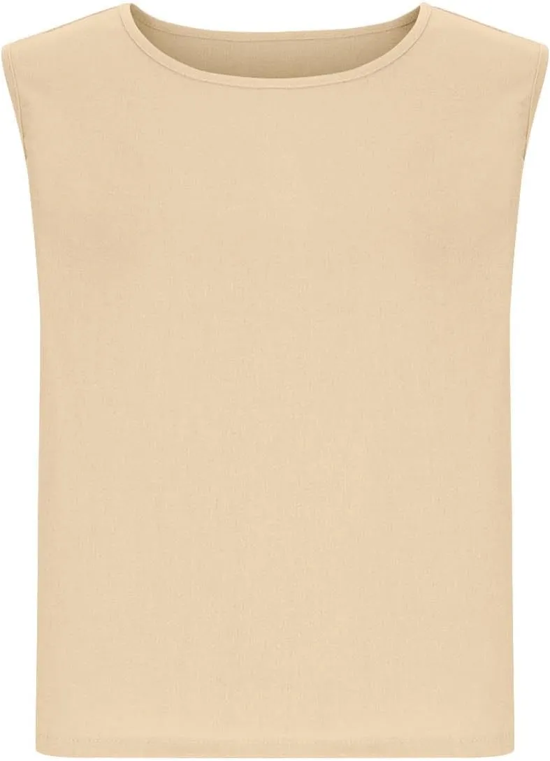 Women Cotton Linen Tank Tops Crew Neck Solid Sleeveless Shirt Loose Vest 2025 Casual Beach Tees Spring Summer Clothes