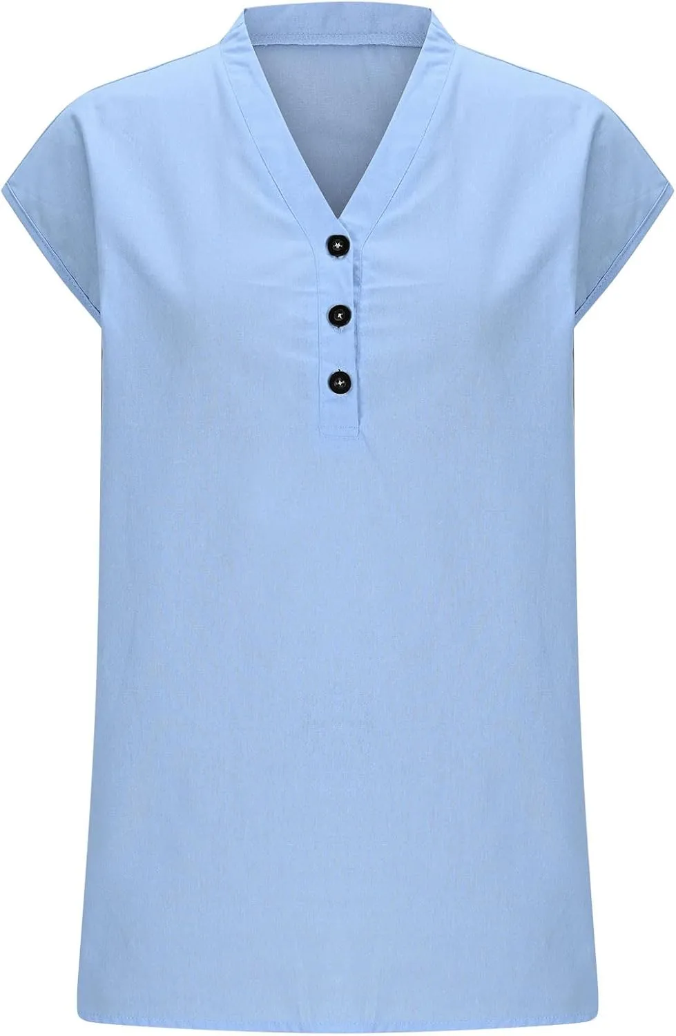 Women Linen Button Down Tops Summer Blouses Short Sleeve Shirts Loose Fit Lightweight Tunic Tees