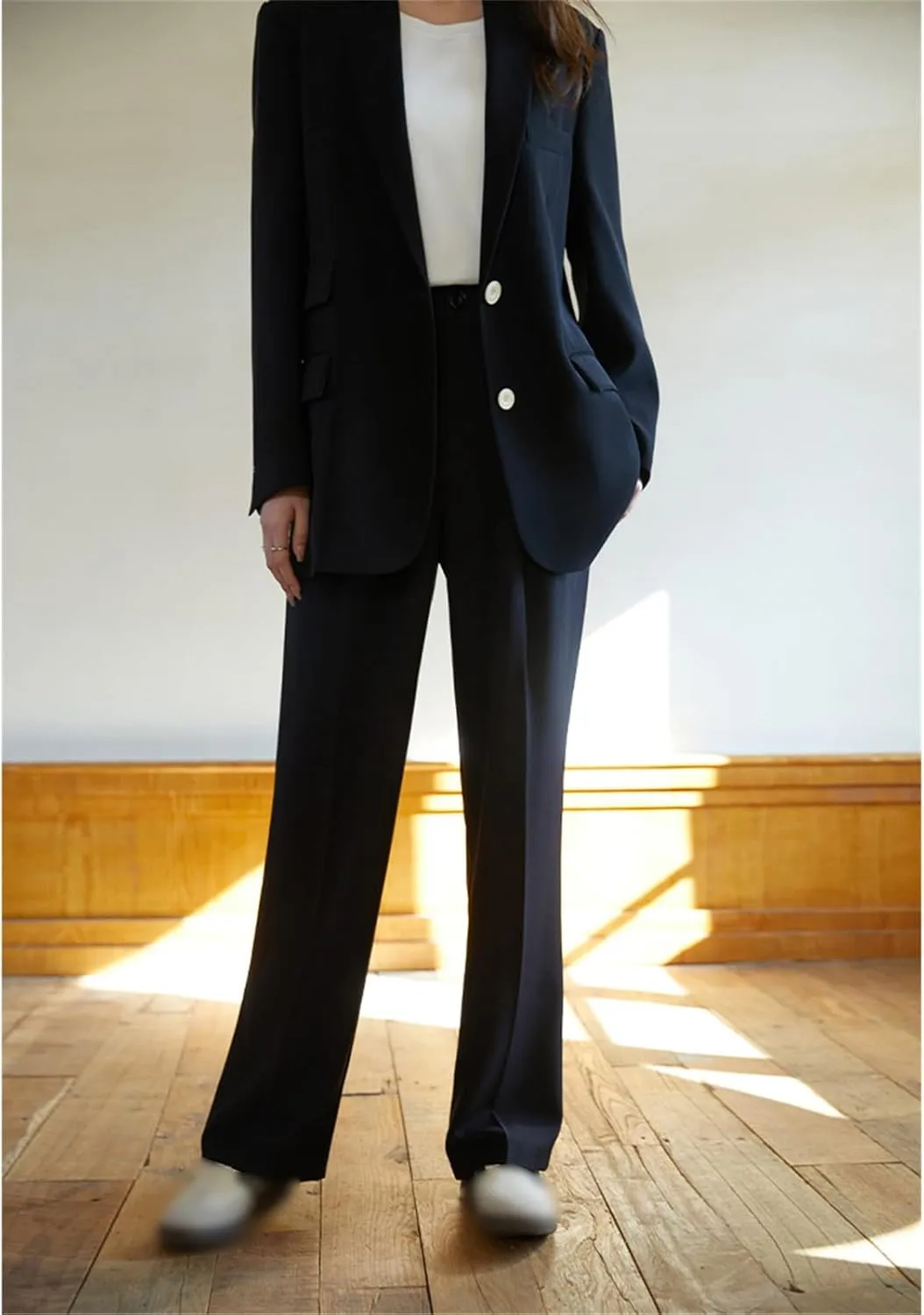 Women Suit Pants Straight Wide Leg Trouser Summer Long Pant Office Lady Bottom Loose Pants for Women