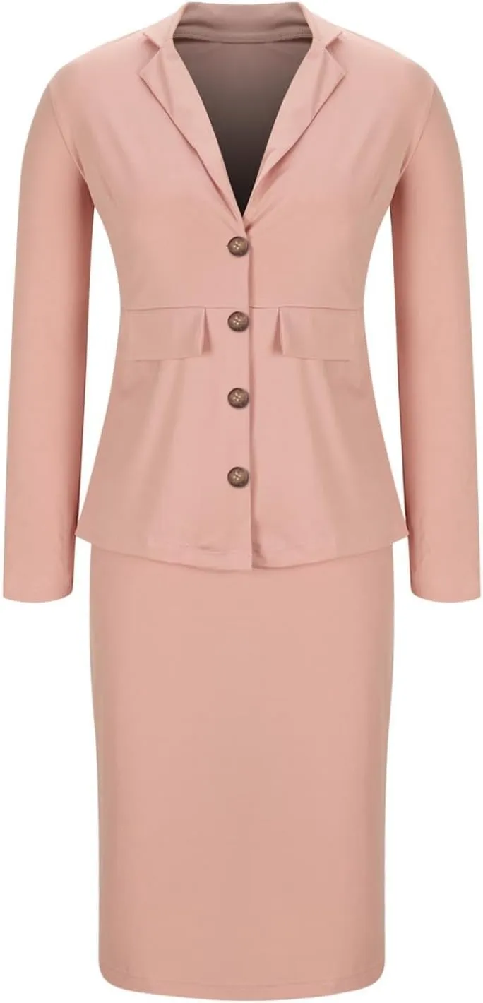 Women Two Piece Suit Skirt Set Business Casual Long Sleeve Blazer and Pencil Skirt Blazer Sets Women 2 Piece Outfits