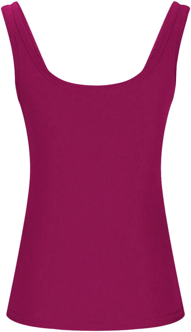 Women Yoga Ribbed Tank Tops Summer Sexy Square Neck Sleeveless Shirts Basic Knit Casual Slim Cami Tees for Going Out