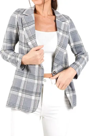 Womens 2023 Plaid Shacket Jacket Casual Button Wool Blend Winter Tartan Trench Coat Long Sleeve Fall Shirt Jacket Coat