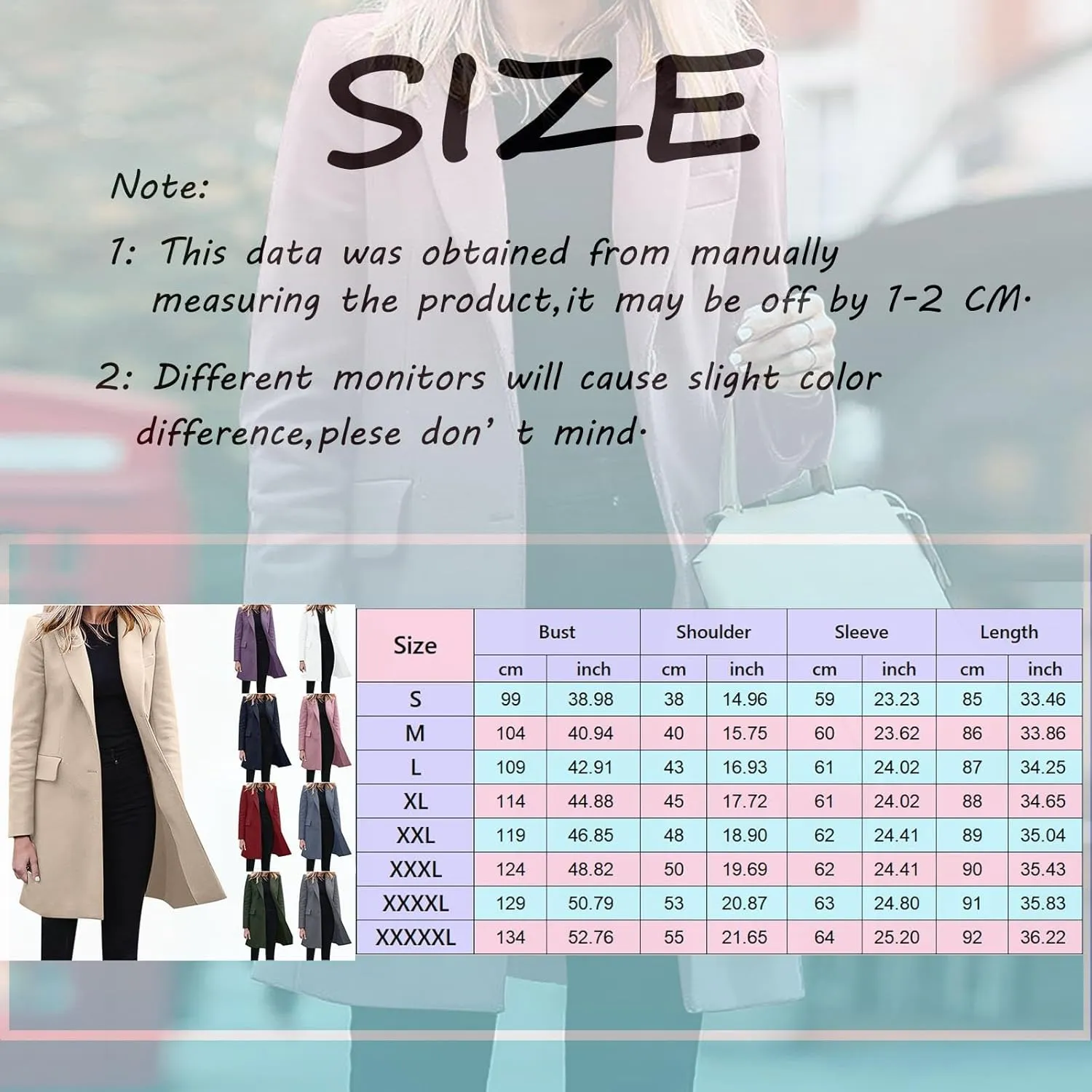Womens Blazer Dressy Casual,Wool Cardigan Coats with Pockets Ladies Lapel Long Womens Blazer Dresses Midi Length