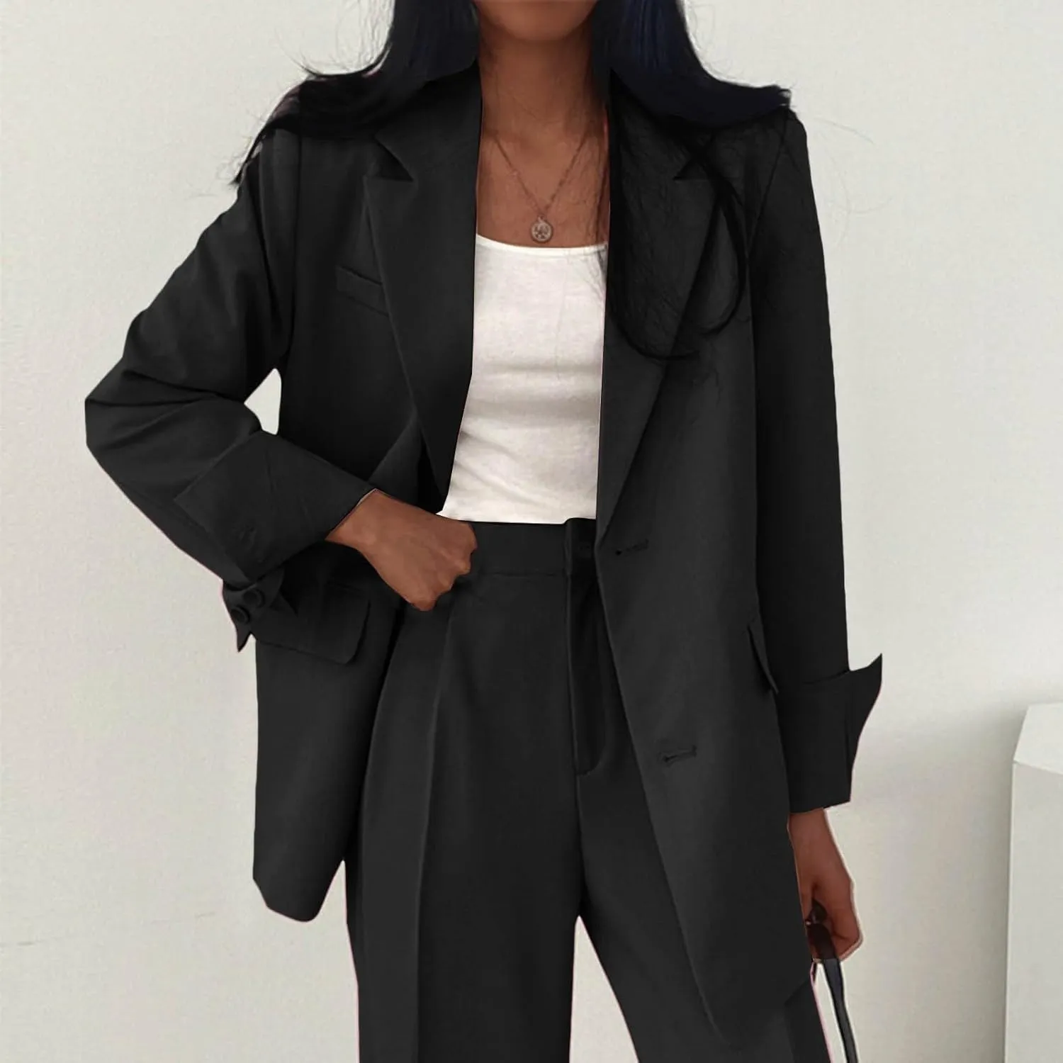 Women's Blazers & Suit Jackets Work Womens Top Buttonn Causal Lightweight Coat Fit It With Pockets Cardigan