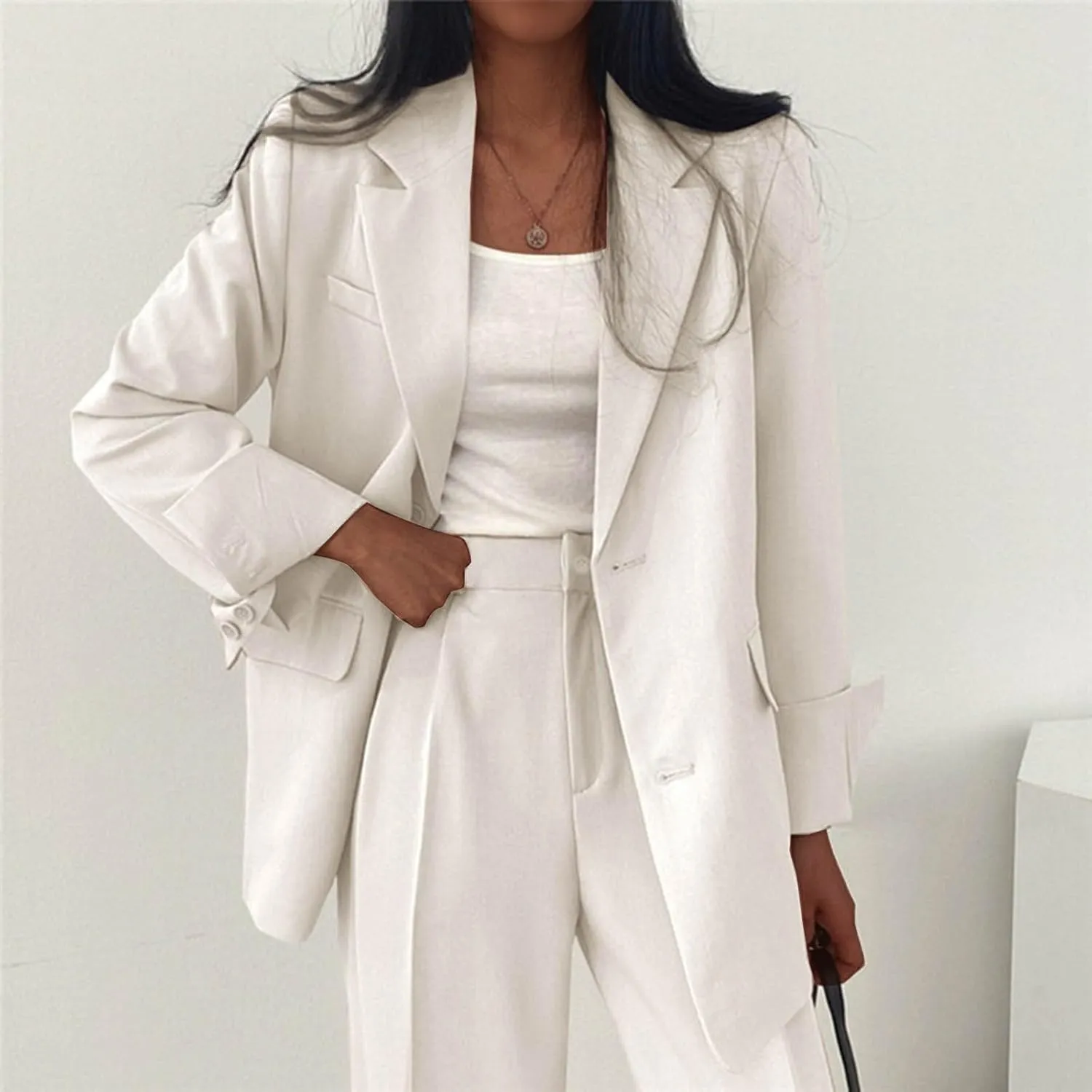 Women's Blazers & Suit Jackets Work Womens Top Buttonn Causal Lightweight Coat Fit It With Pockets Cardigan