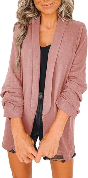 Womens Blazers for Work Casual Causal Women Jacket Long Sleeve Cute Fall Winter Suit Loose Fit Herringbone Blazer
