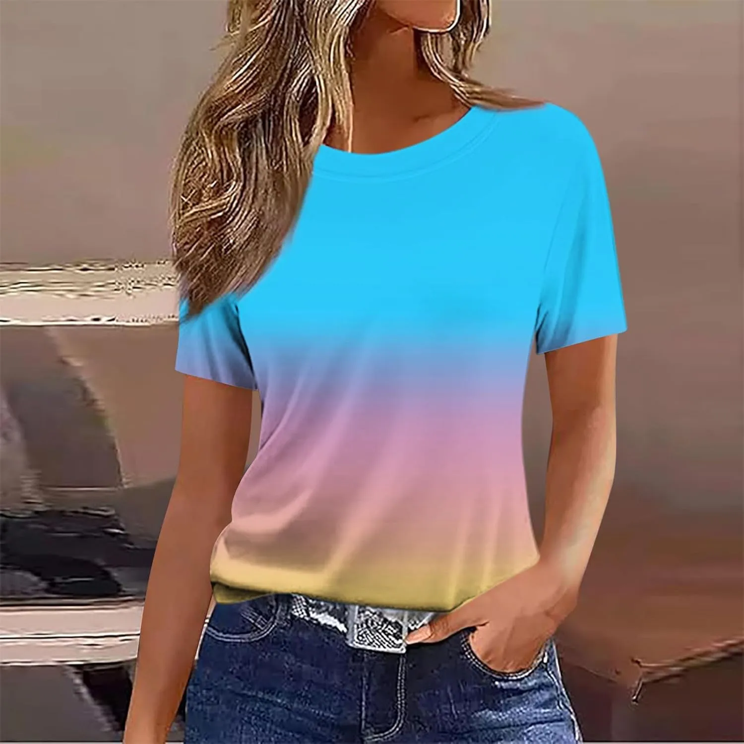 Womens Boho Floral Summer Tops 2025 Trendy Blouses Tunic Short Sleeve T Shirts Dressy Causal Ladies Spring Clothes