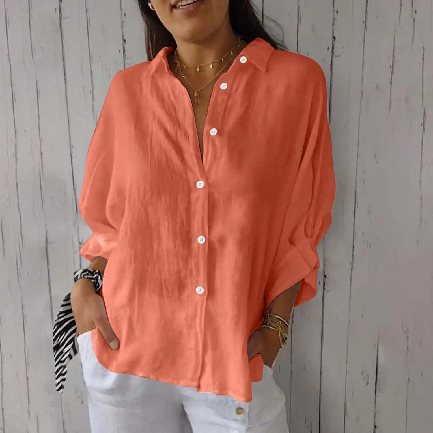 Womens Button Down Shirt Cotton Linen Lapel Tops Spring Summer Going Out Blouse 2025 Dressy Casual Loose Fit T Shirt