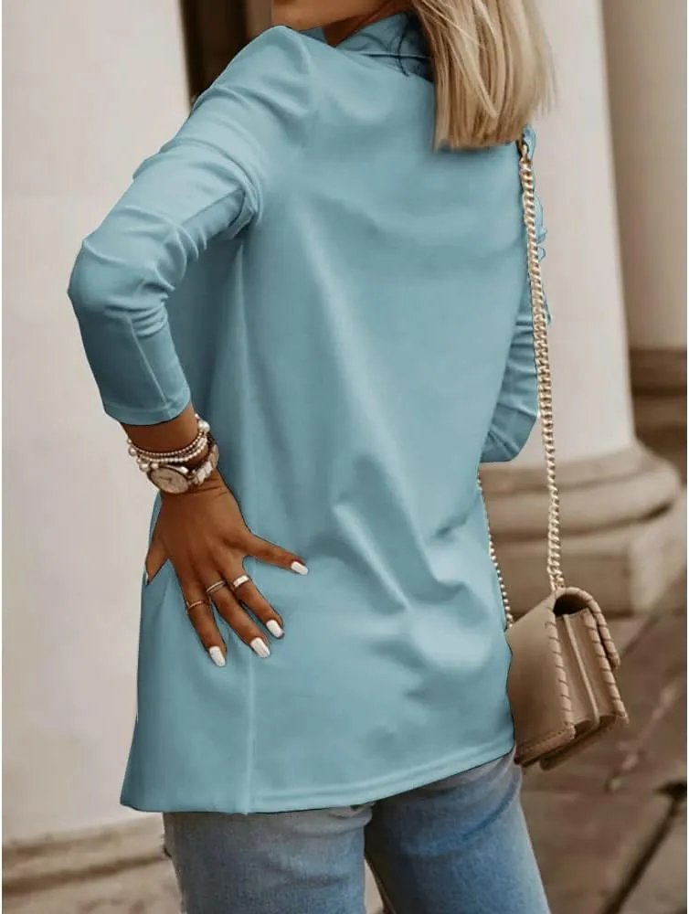 Womens Casual Long Sleeve Blazers Solid Color Knit Blazer Work Office Open Front Blazer Jacket