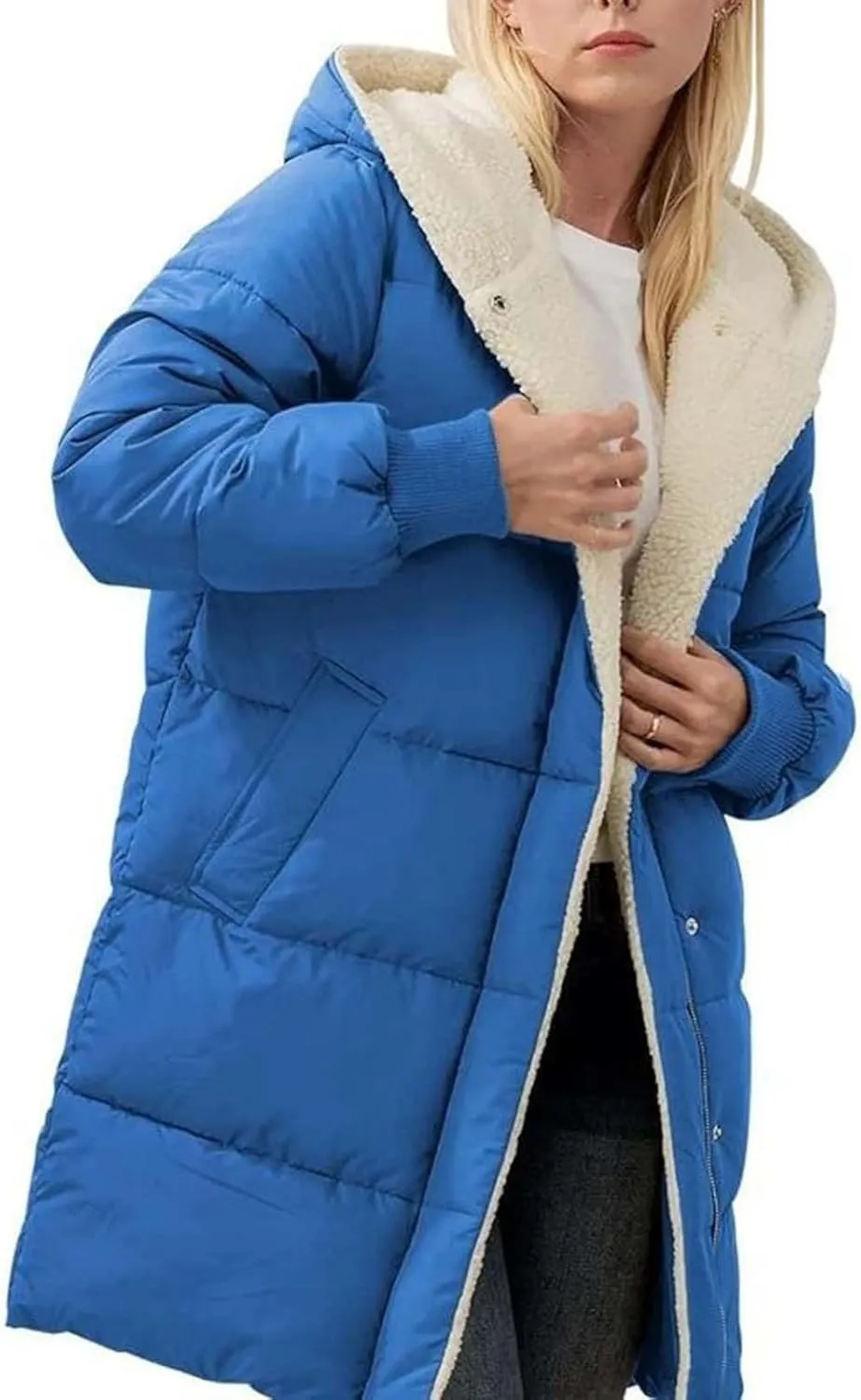 Women's Fall Fashion Winter Trench Coats Zip Up Stand Collar Wool Lined Jacket Coat Loose Button Down Plaid Coats