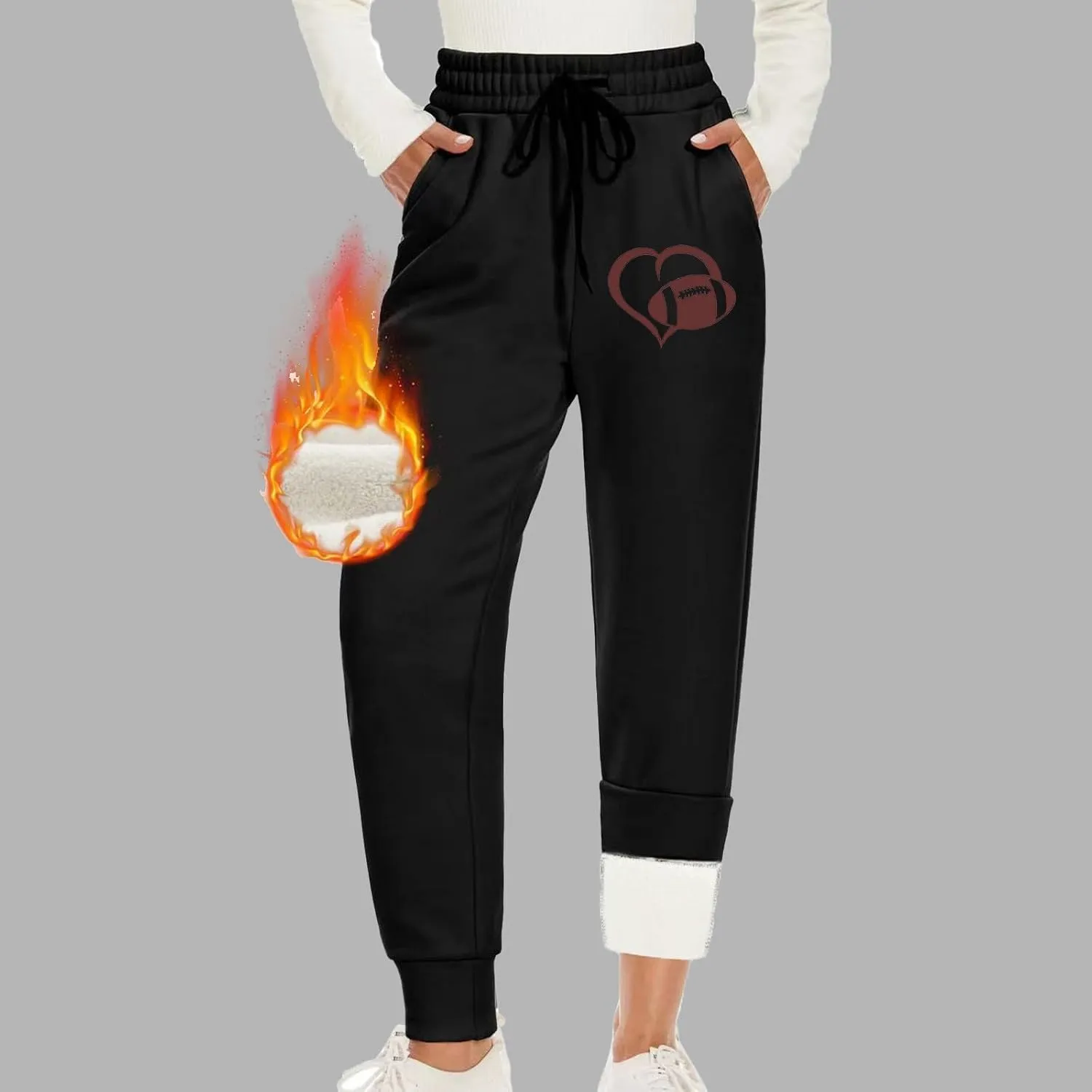 Women's Fleece Lined Sweatpants Thermal Sweatpants Winter Warm Cargo Pants Winter Running Hiking Jogging Pants