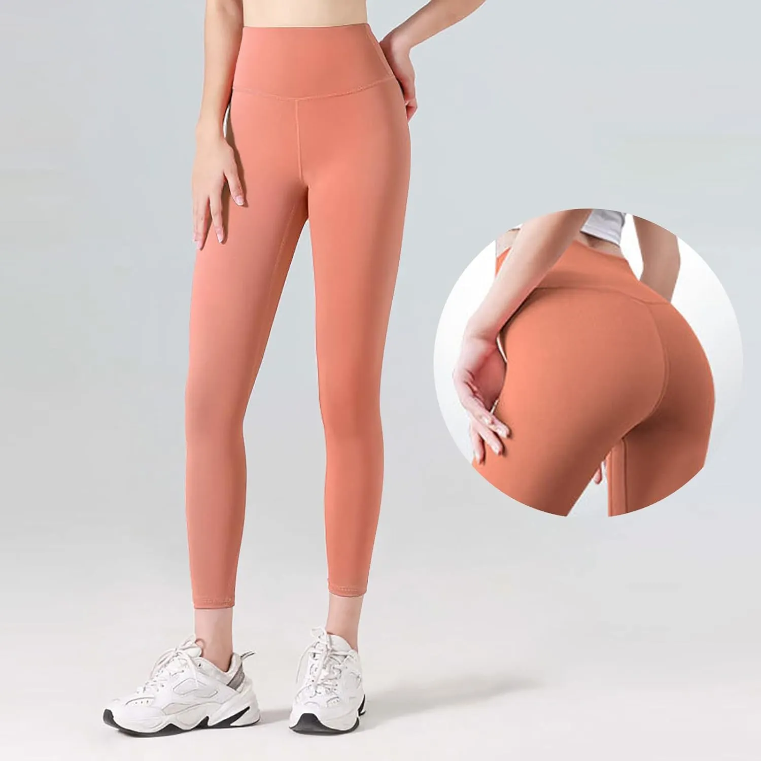 Womens High Waisted Hip Lifting Leggings Tummy Control Gym Yoga Pants Elastic Skinny Comfy Tights Running Sweatpants