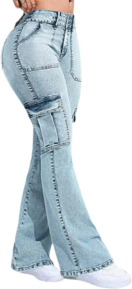 Women's High Waisted Stretchy Bootcut Boyfriend Skinny Jeans Butt Lifting Baggy Flared Denim Pants
