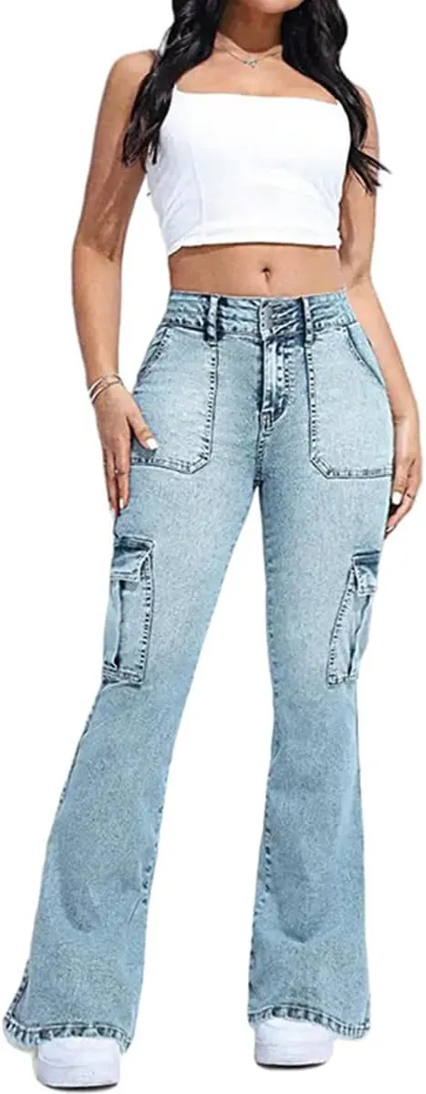 Women's High Waisted Stretchy Bootcut Boyfriend Skinny Jeans Butt Lifting Baggy Flared Denim Pants