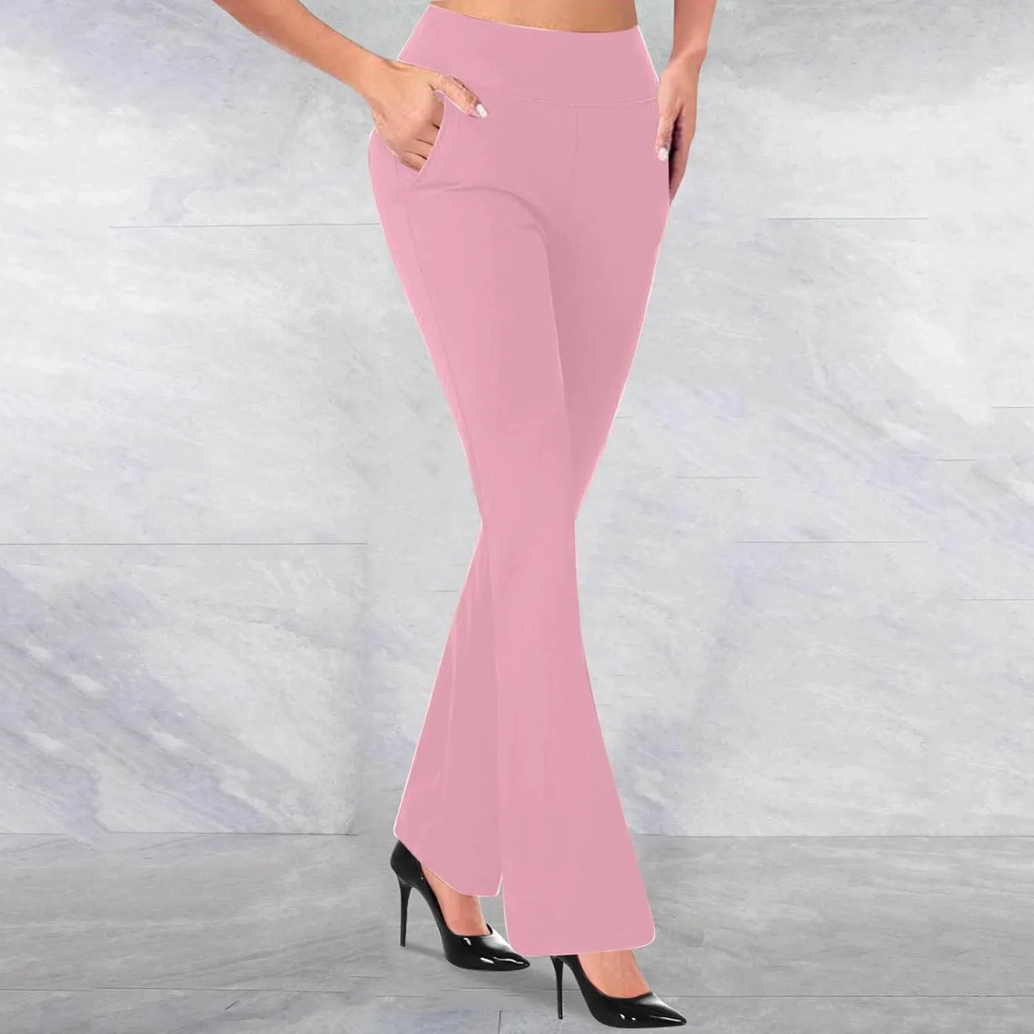 Women's Leggings Tummy Control Soft Straight Work Pants High Waist Pockets Business Casual Leggings Tights