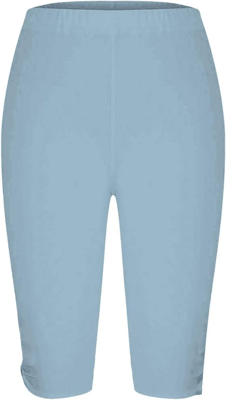 Womens Leggings with Pocket Length Capri Leggings Summer Cropped Pants Casual Solid Comfy Capris Womens Leggings