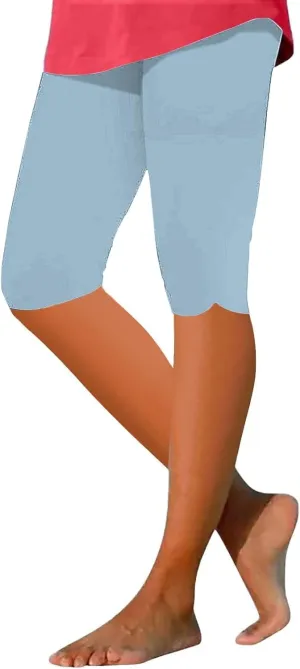 Womens Leggings with Pocket Length Capri Leggings Summer Cropped Pants Casual Solid Comfy Capris Womens Leggings