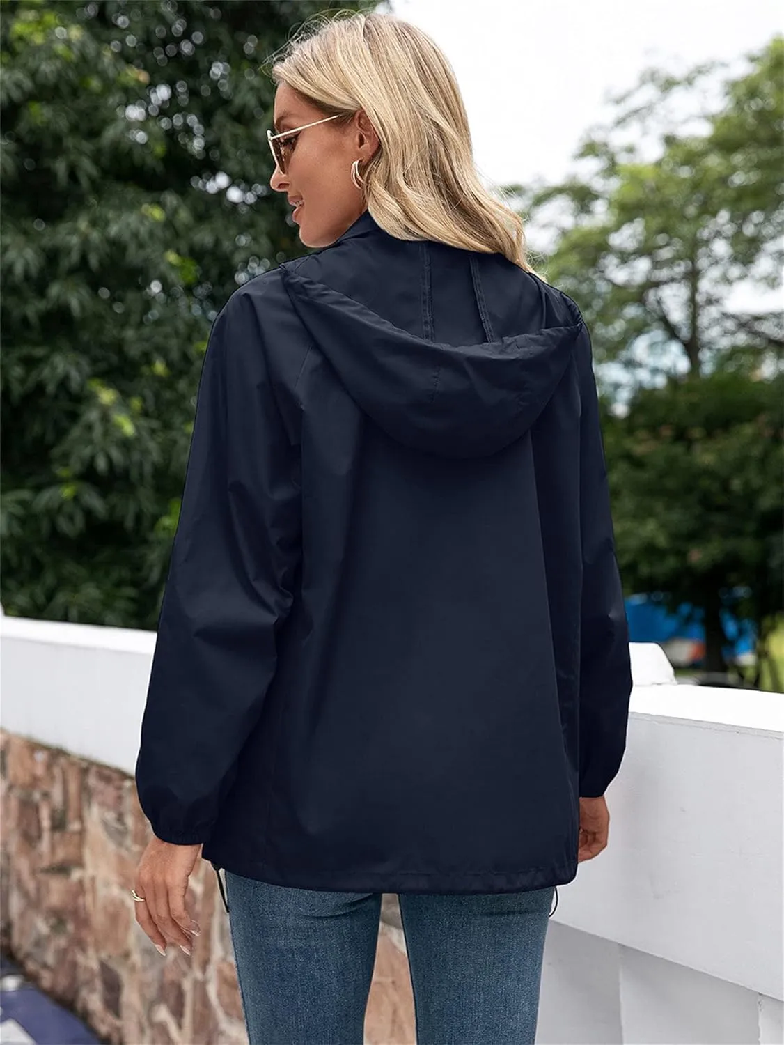 Women's Lightweight Waterproof Raincoat Mountaineering Packable Rain Jacket Hooded Outdoor Cycling Sports Windbreaker