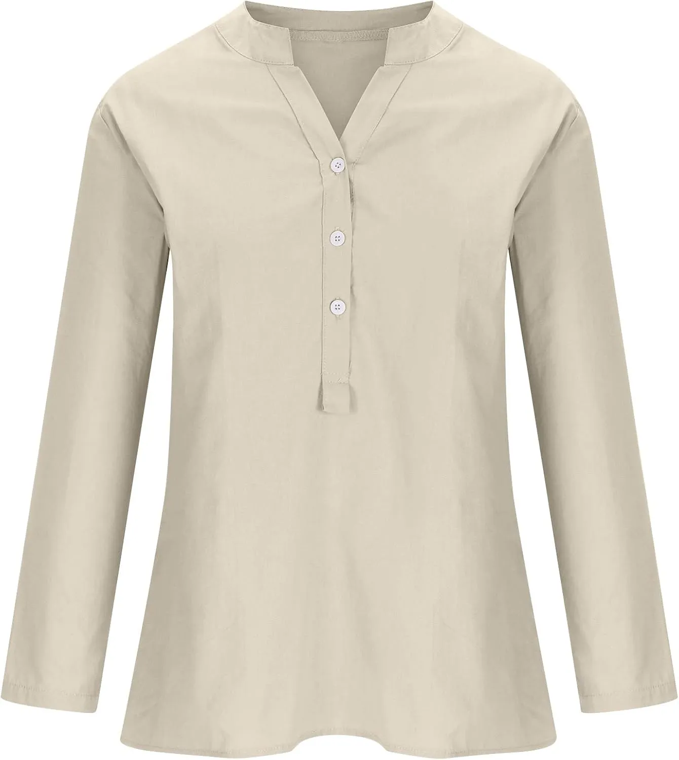 Women's Oversized Cotton Linen Shirts Blouses 2025 Casual 3/4 Sleeve Solid Color Tops Daily T Shirts Summer Tees