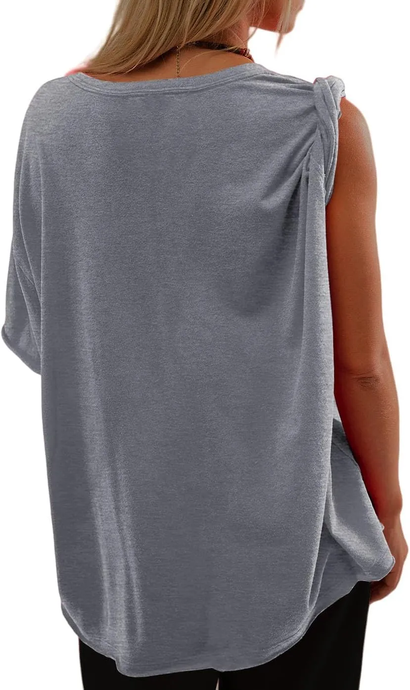 Womens Oversized Shirt Summer Casual Trendy Tshirts Cotton Crewneck Short Sleeve Basic Tops Tees