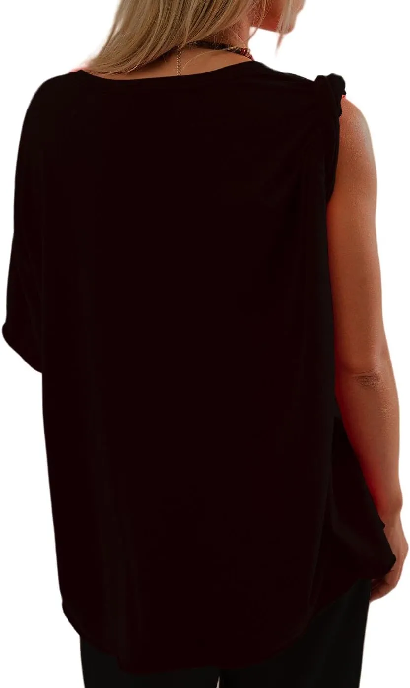 Womens Oversized Shirt Summer Casual Trendy Tshirts Cotton Crewneck Short Sleeve Basic Tops Tees