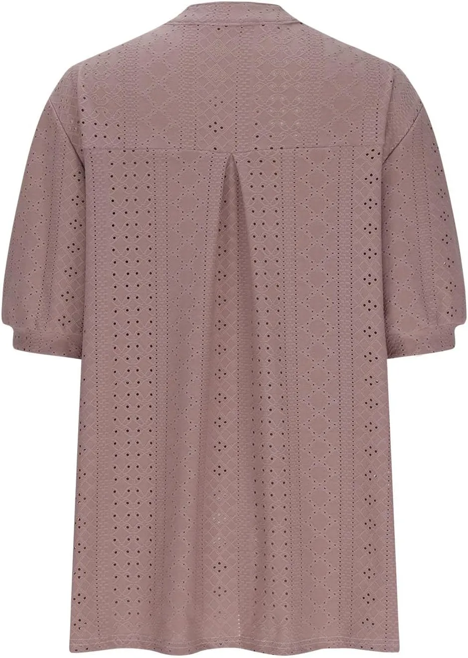 Womens Summer Notch V Neck T Shirts Puff Short Sleeve Eyelet Tops Loose Fit Dressy Casual Tunic Blouses Plus Szie