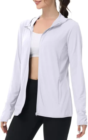 Women's UPF 50  UV Sun Protection Shirts SPF Zip Up Hoodie Long Sleeve Summer Ice Silk Fishing Hiking Outdoor Jacket
