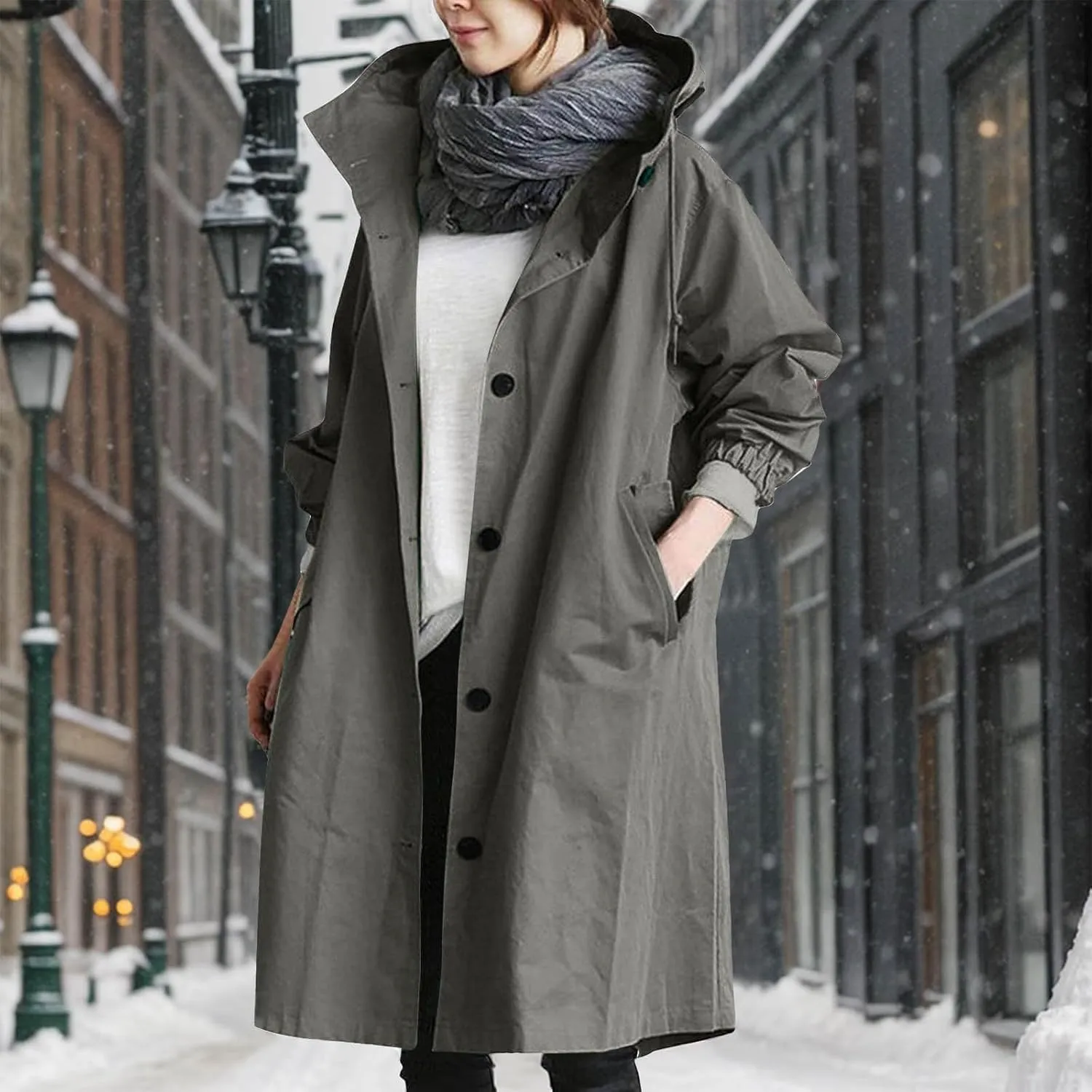 Womens Wool Blend Long Pea Coats Jackets Slim Fit Open Front Outerwear Casual Winter Overcoats