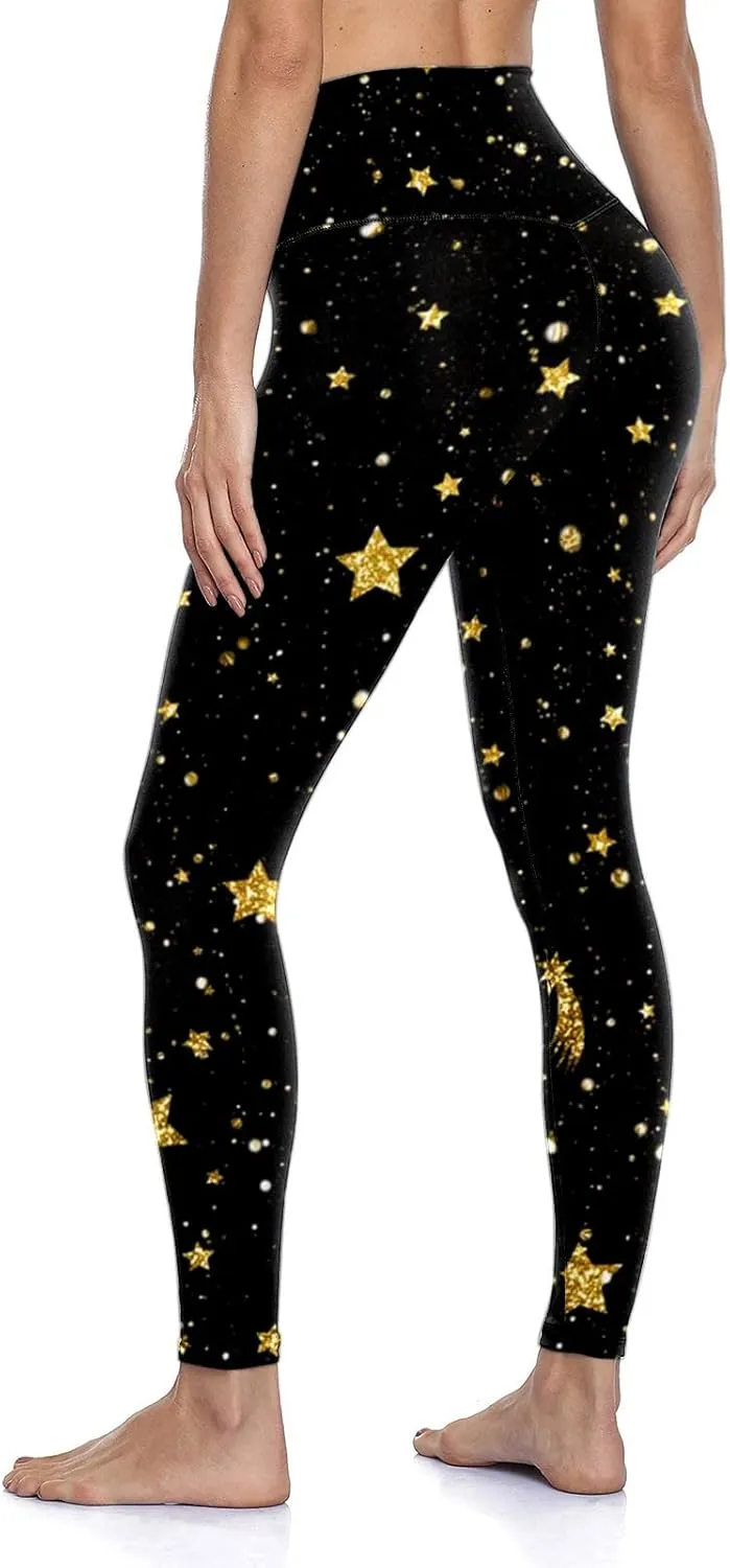 Womens Workout Yoga Leggings High Waisted Printed Casual Stretch Elastic Waist Lightweight Active Lounge Pants