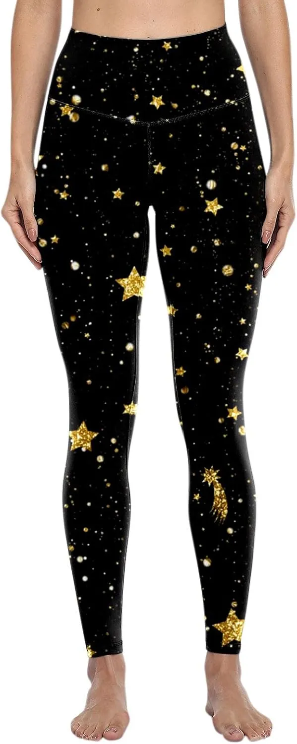 Womens Workout Yoga Leggings High Waisted Printed Casual Stretch Elastic Waist Lightweight Active Lounge Pants