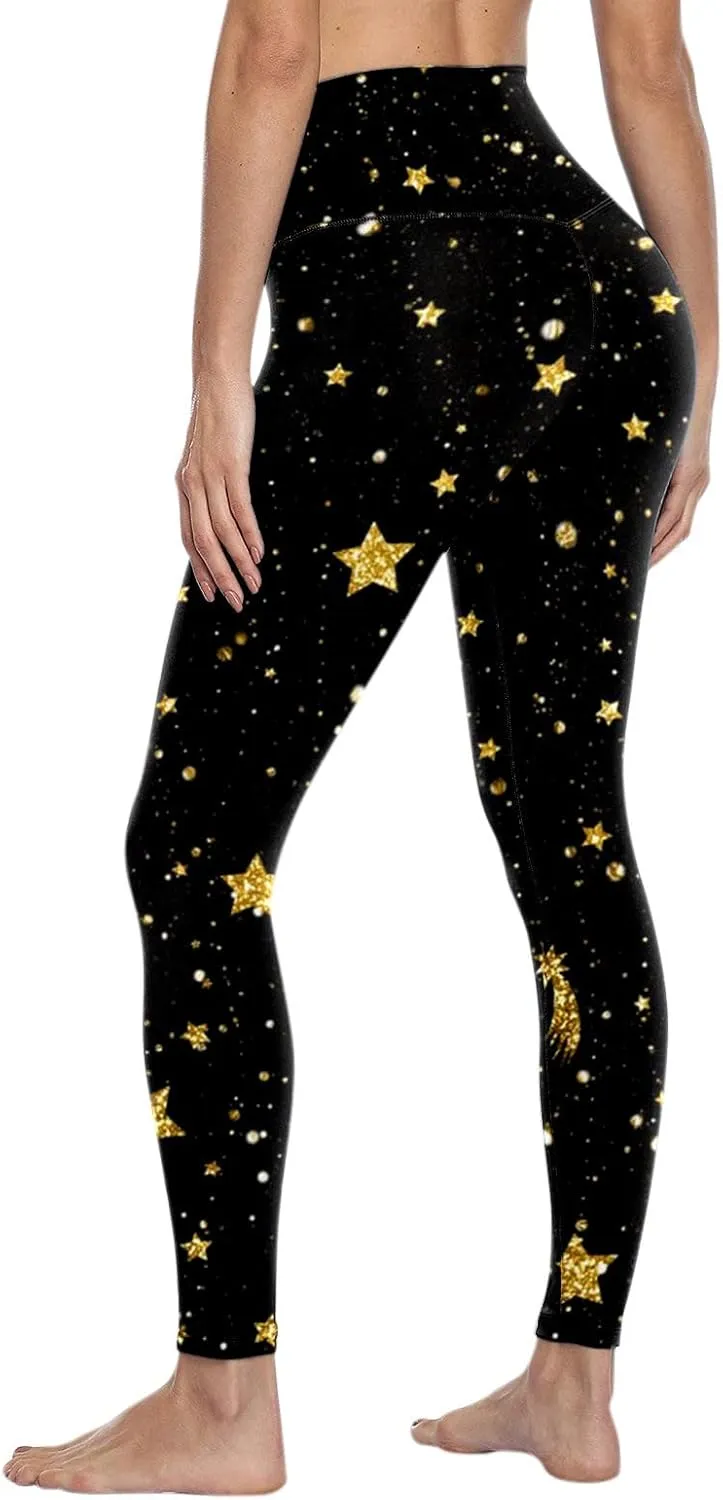 Womens Workout Yoga Leggings High Waisted Printed Casual Stretch Elastic Waist Lightweight Active Lounge Pants