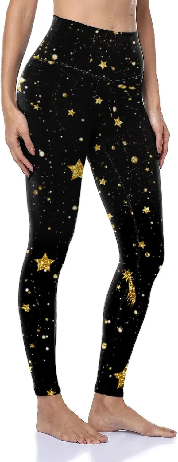 Womens Workout Yoga Leggings High Waisted Printed Casual Stretch Elastic Waist Lightweight Active Lounge Pants