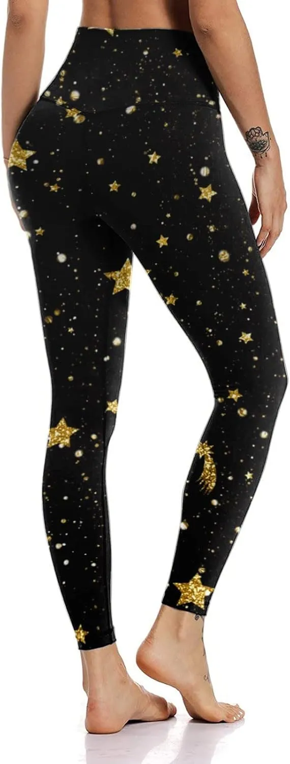 Womens Workout Yoga Leggings High Waisted Printed Casual Stretch Elastic Waist Lightweight Active Lounge Pants