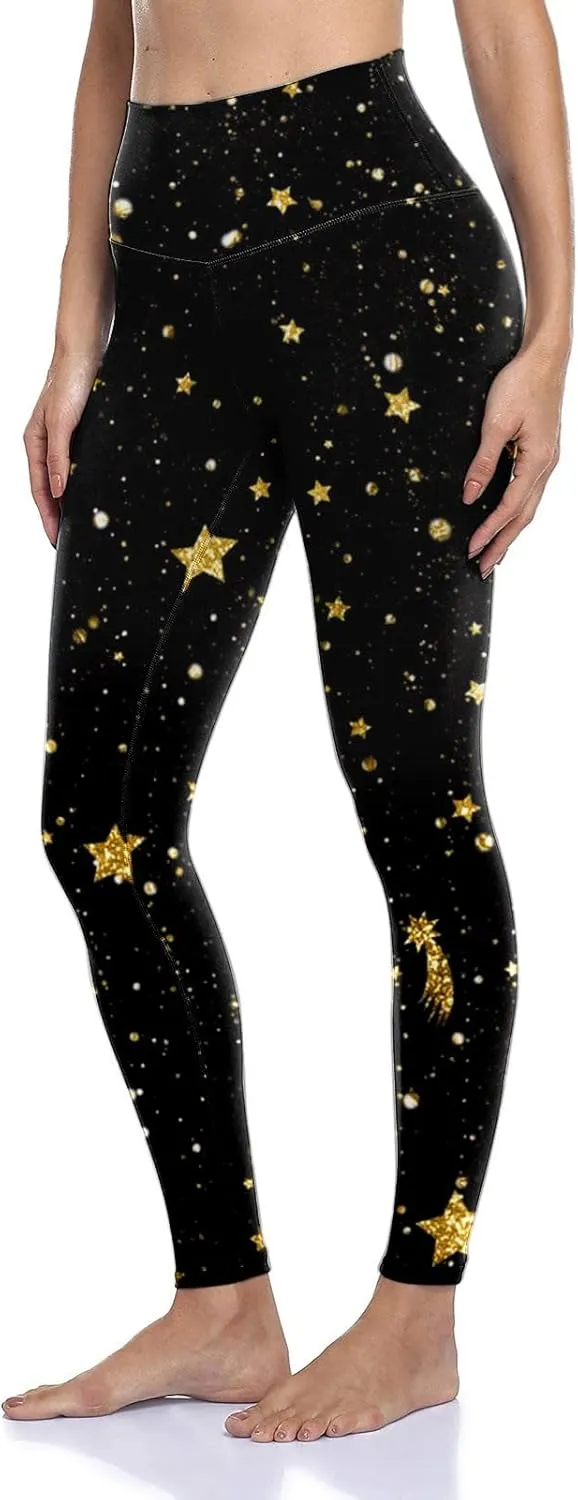 Womens Workout Yoga Leggings High Waisted Printed Casual Stretch Elastic Waist Lightweight Active Lounge Pants