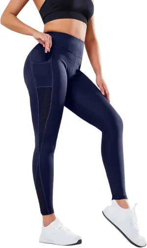 Womens Yoga Pants Tummy Control High Waist Mesh Leggings Lightweight Comfy Casual Workout Trousers with Pockets 2025