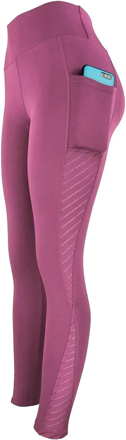 Womens Yoga Pants Tummy Control High Waist Mesh Leggings Lightweight Comfy Casual Workout Trousers with Pockets 2025