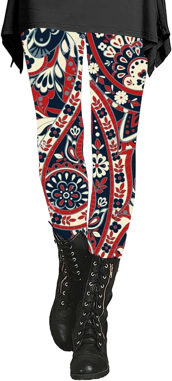 Workout Leggings for Women with Pockets Womens Leggings Printed Design Legging Tummy Control