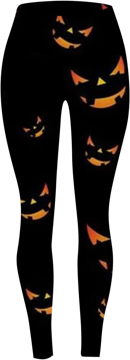 Workout Womens Leggings Halloween Graphic Yoga Pants High Waisted Stretchy Tights Skinny Running Trousers