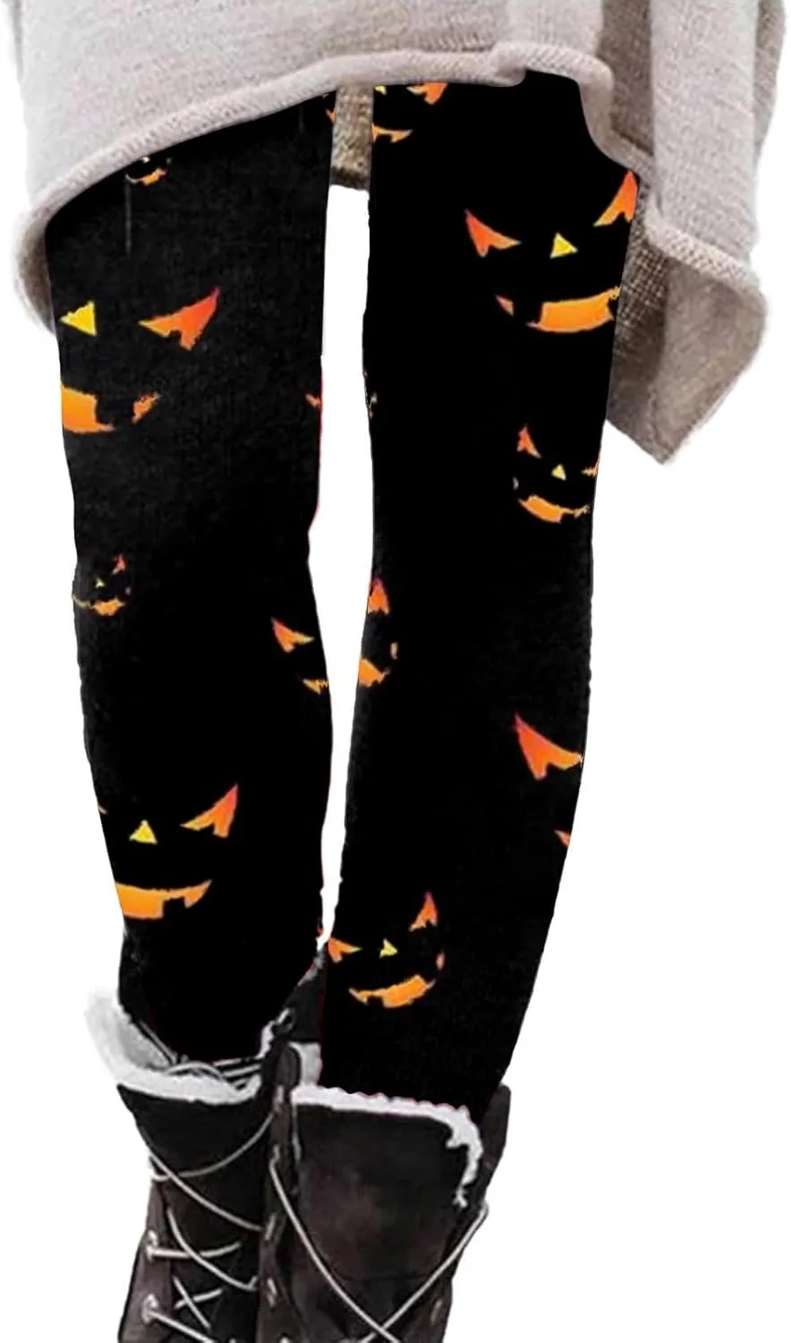 Workout Womens Leggings Halloween Graphic Yoga Pants High Waisted Stretchy Tights Skinny Running Trousers
