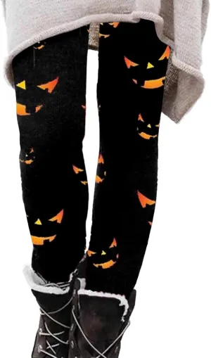 Workout Womens Leggings Halloween Graphic Yoga Pants High Waisted Stretchy Tights Skinny Running Trousers