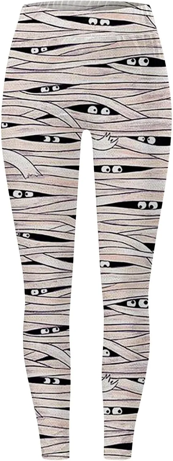 Workout Womens Leggings Tummy Control Yoga Pants Halloween Graphic Skinny Pants High Waist Stretchy Tights