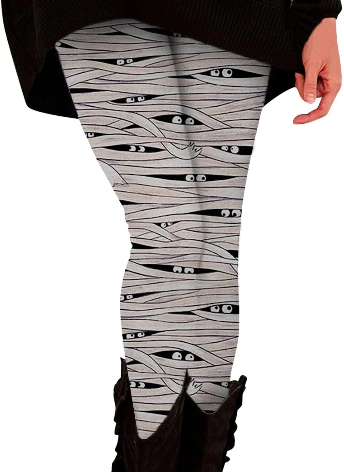 Workout Womens Leggings Tummy Control Yoga Pants Halloween Graphic Skinny Pants High Waist Stretchy Tights