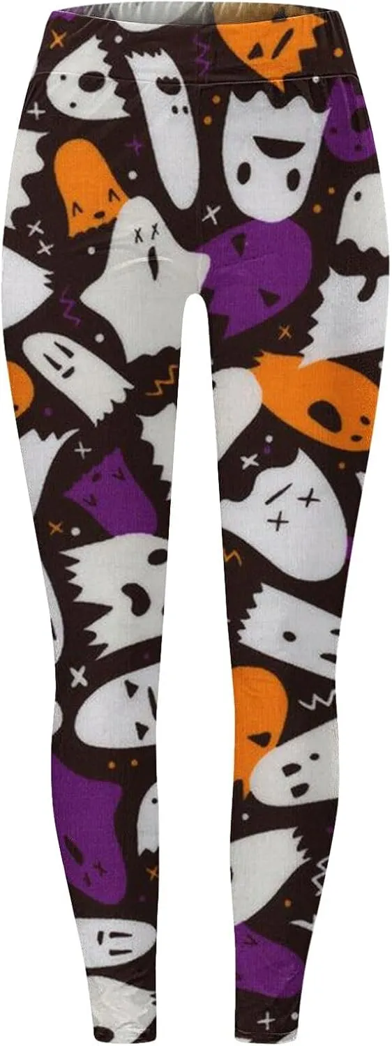 Workout Womens Leggings Tummy Control Yoga Pants Halloween Graphic Skinny Pants High Waist Stretchy Tights