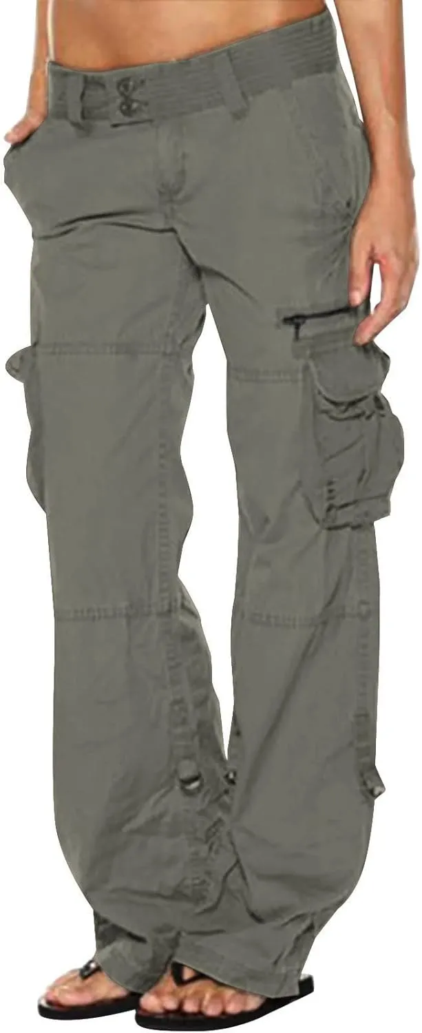 XUNRYAN Cargo Pants Women Baggy Low Waist Parachute Pants Running Joggers with Pockets Streetwear 2023 Fall Fashion Clothes