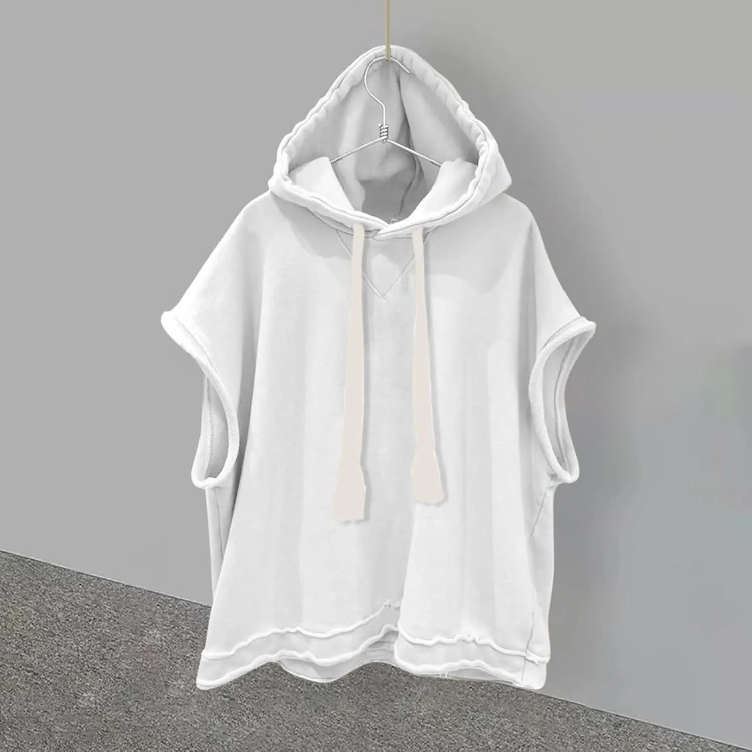 y2k Tops for Men Athletic Workout Gym Sleeveless Hoodie Active Baggy Pullover Vest Drawstring Hoody Top Sweatshirt